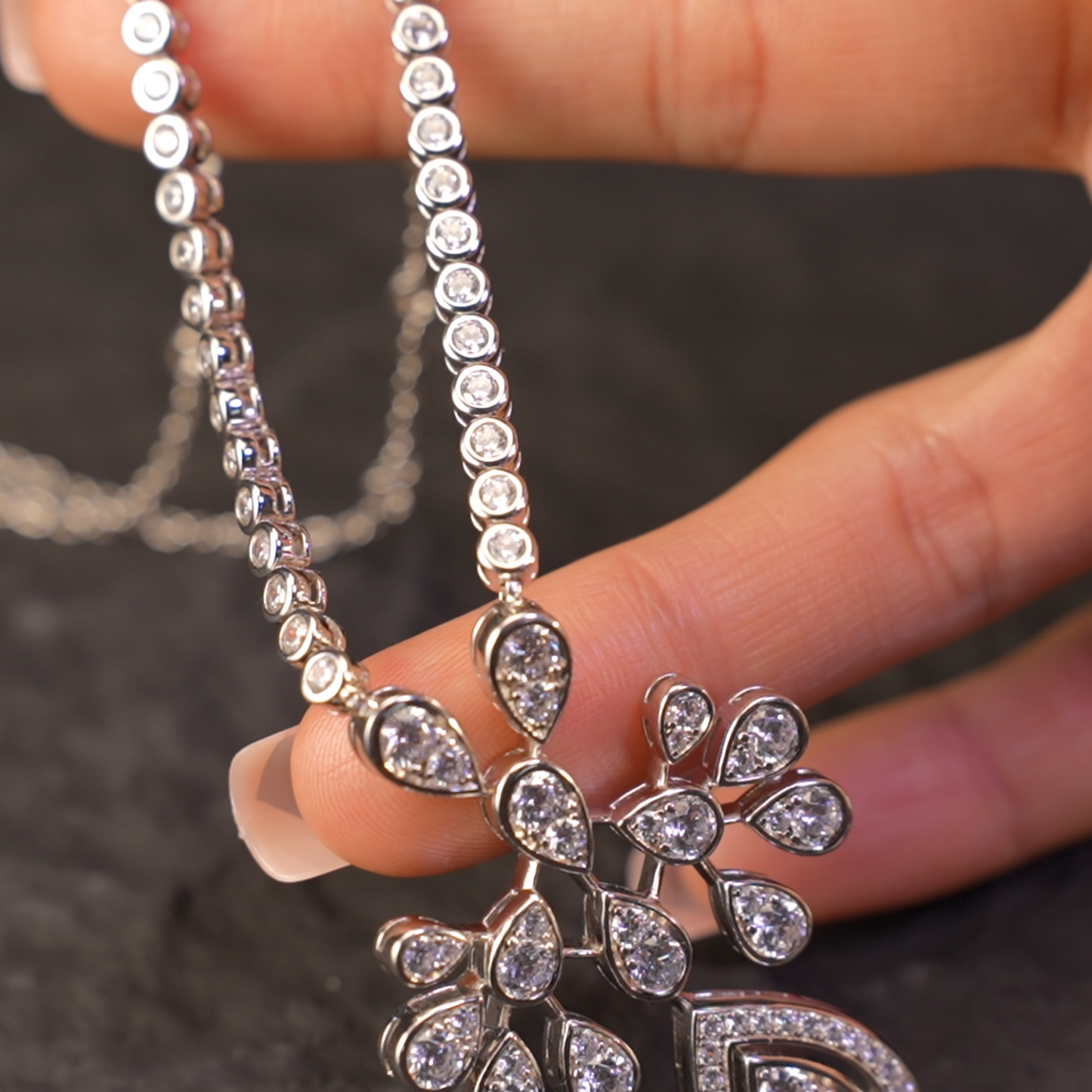 Teardrop Silver Earrings with Zircon, Handmade Luxury Earrings for Women, Wedding Jewelry