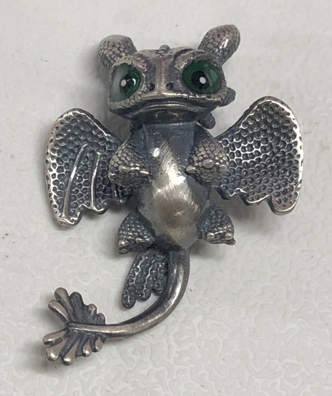 Cute Dragon Pendant Necklace – Fantasy Animal Jewelry, Green-Eyed Baby Dragon Charm, Handmade Gothic Style Gift for All Ages
