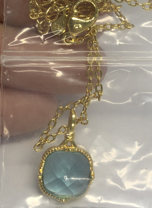 Minimalist Gold Pendant Necklace with Blue Gemstone, Elegant Dainty Jewelry, Lightweight Alloy, Gift for Her