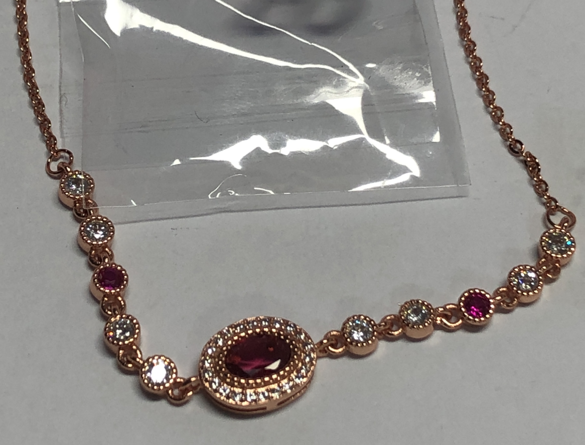 Rose Gold Bracelet with Red and White Gemstones | Dainty Romantic Jewelry | Elegant Gift for Her