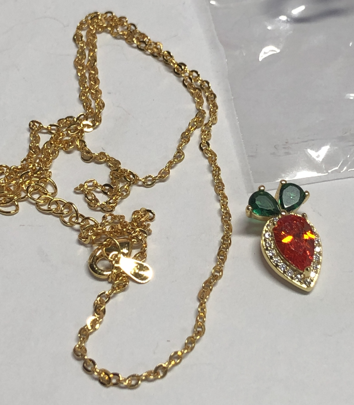 Cute Carrot Pendant Necklace with Orange and Green Gemstones | Gold-Tone Fun Jewelry | Playful Gift for Her