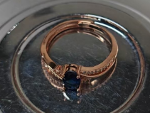 Elegant Blue Solitaire Ring with Pave Band – Timeless Gift for Her