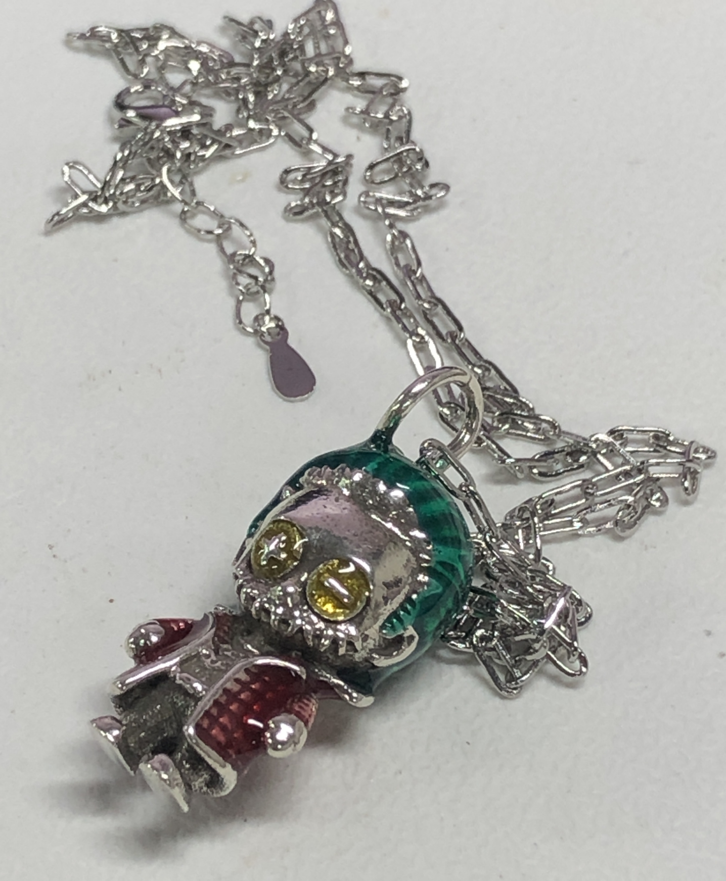Chibi Mischief Doll Pendant Necklace, Green Hair Clown-Inspired Charm, Bold Punk Street Style Jewelry for Cosplay Lovers