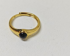 Gold Black Gemstone Open Ring | Minimalist Chic | Adjustable Size