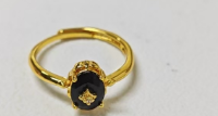 Black Gemstone Gold Ring | Star Detail | Symbol of Mystery & Protection
