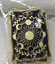 Wheel of Fortune Tarot Brooch, Mysterious Vintage Divination Accessory