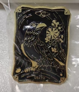 Death Tarot Card Brooch – Gothic Crow & Rebirth Symbol Pin, Occult Gift for Mystics