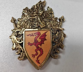 Medieval Red Dragon Crest Magnetic Brooch – Gothic Vintage Pin for Knight & Fantasy Lovers
