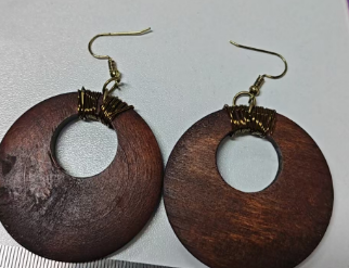 Bohemian Ethnic Handmade Wooden Circle Dangle Earrings, Gift for Her