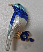 Bluebird and Flower Brooch – Elegant Nature-Inspired Pin