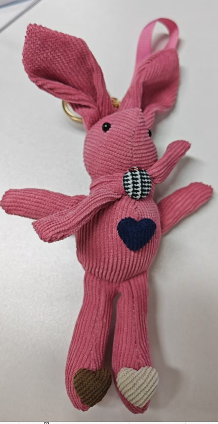 Gentle pink long-eared rabbit pendant, cute fabric bag decoration, keychain, creative gift