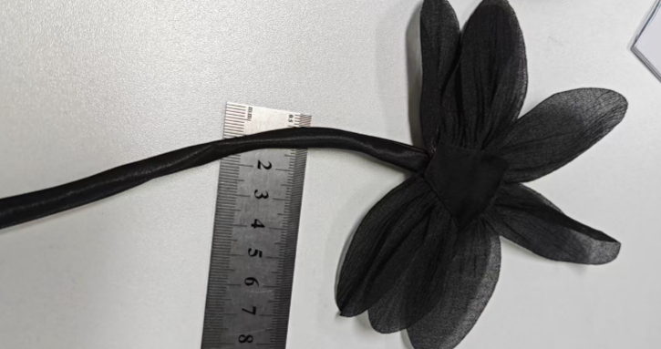 Black & White Long Stem Flower Brooch, Elegant Fabric Petal Lapel Pin