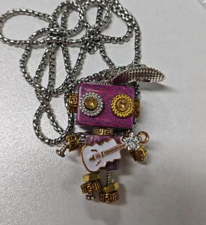 Steampunk Robot Guitar Pendant Necklace for Music Lovers