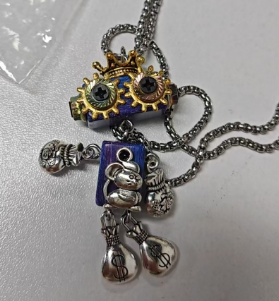 Steampunk Crown Gear Bear Pendant Necklace Vintage Mechanical Jewelry