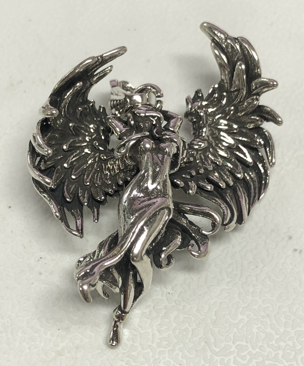 Wing Goddess Pendant, Myth-Inspired Winged Necklace, Symbol of Rebirth and Awakening, Artistic Totem Jewelry for Her, Gift Idea