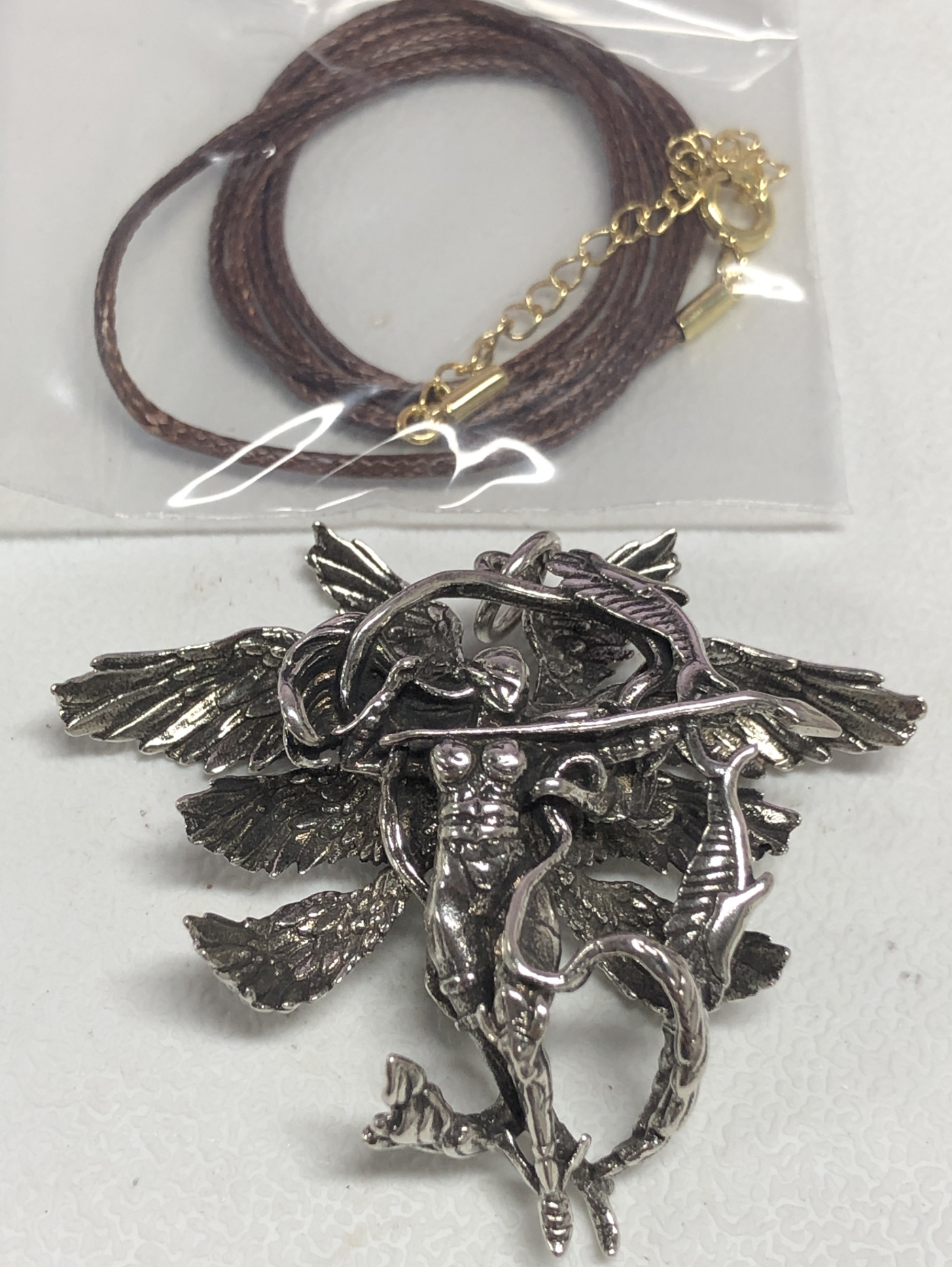 Winged Warrior Goddess Pendant – Bow-Drawn Valkyrie Necklace, Gothic Mythic Amulet, Sculptural Statement Jewelry