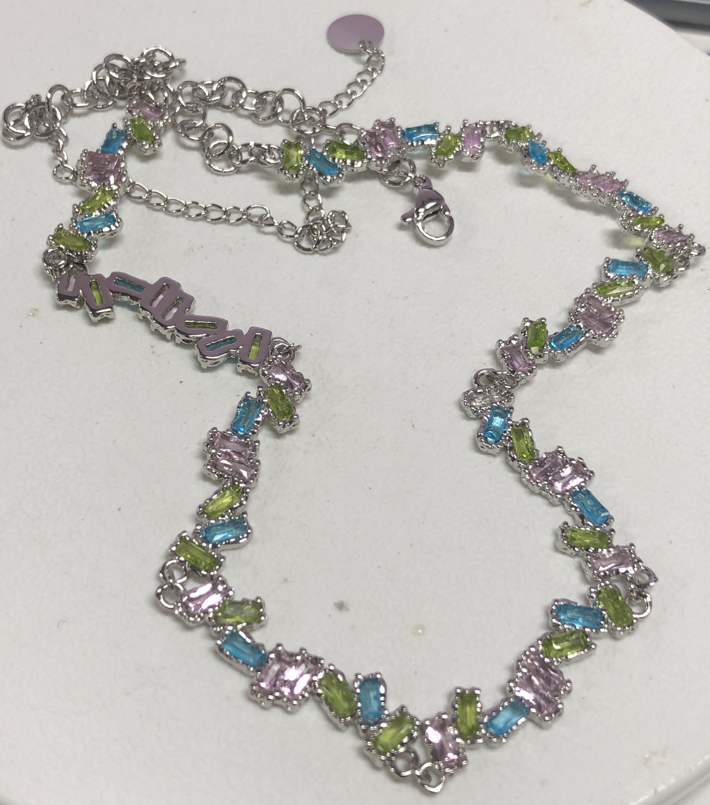 Y2K Colorful Gemstone Necklace, Macaron Pastel Candy Jewelry, Geometric Choker for Girls, Party Fashion Necklace, Artistic Statement Style