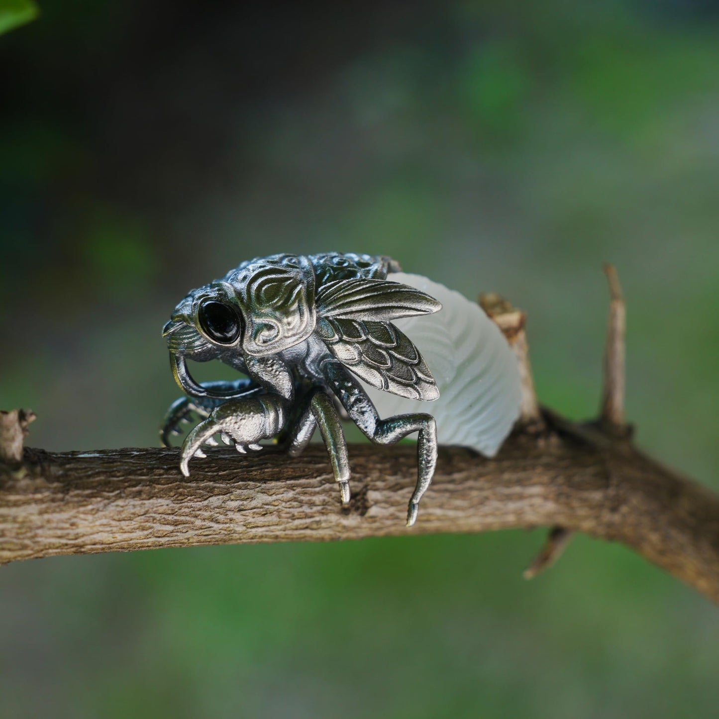 Cicada Necklace | 925 Sterling Silver & Crystal Pendant | Handmade Insect Jewelry Symbolizing Rebirth & Clarity | Nature-Inspired Gift