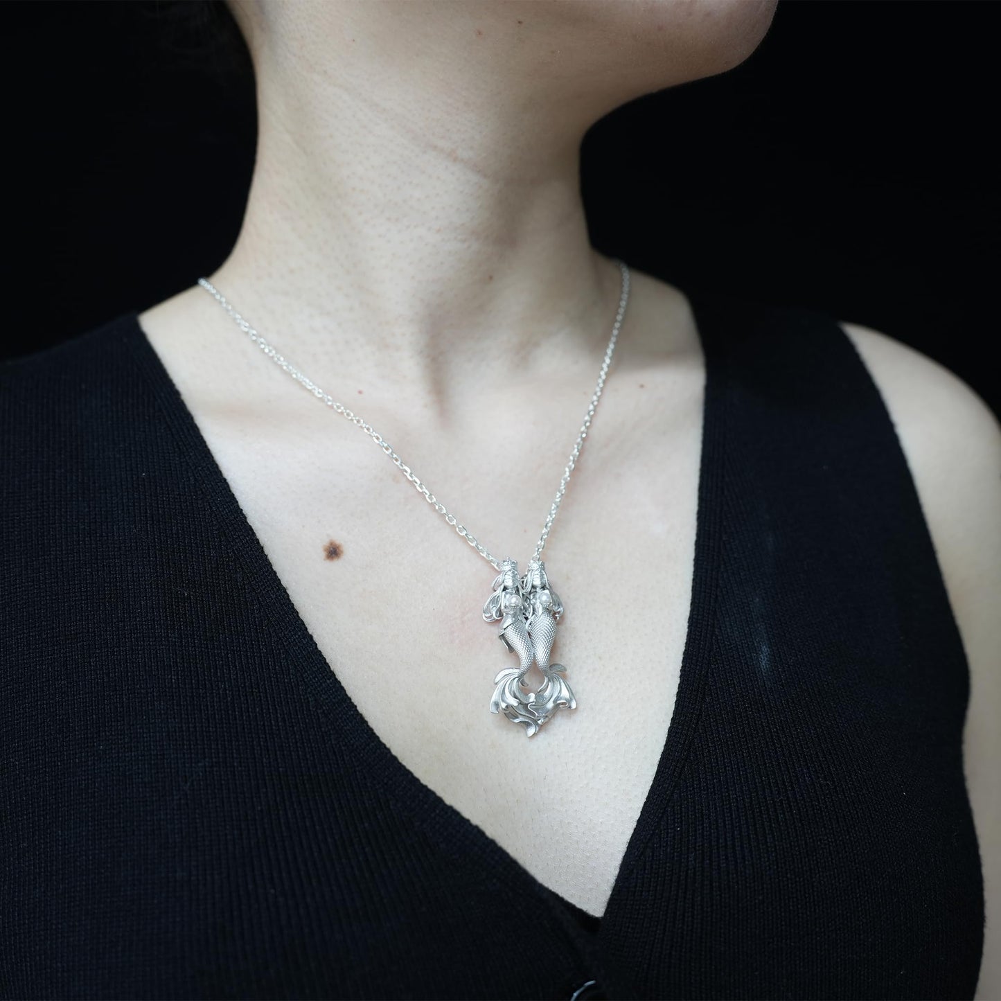 Pisces Guardian Pendant | 925 Sterling Silver & Pearl Necklace | Handcrafted Zodiac Jewelry Gift for Dreamers & Astrology Lovers