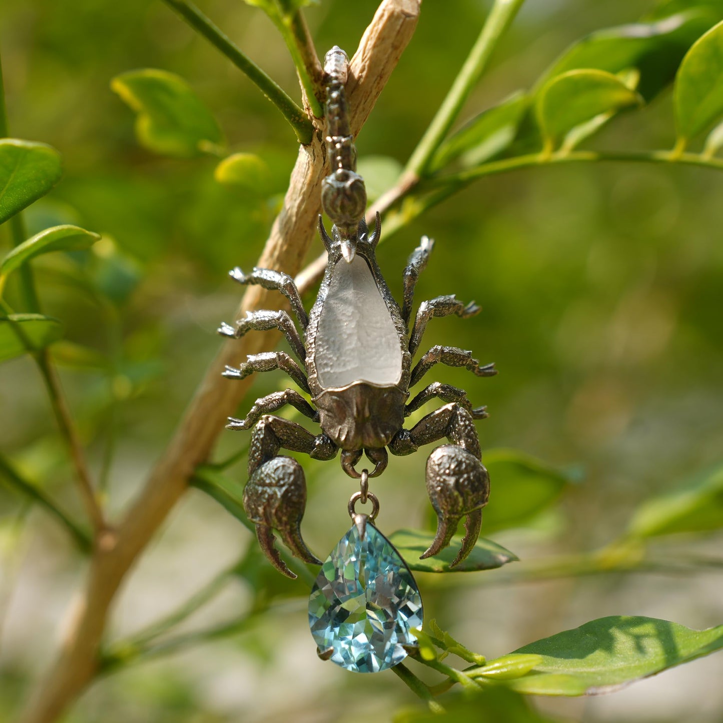 Stellar Scorpion Pendant | 925 Sterling Silver Blue Topaz Necklace | Handmade Zodiac Jewelry | Spiritual Talisman of Strength & Transformation