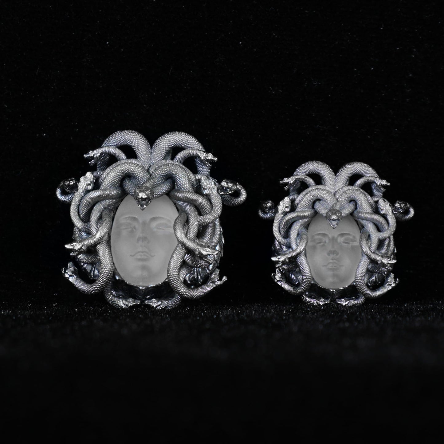 Medusa Pendant in 925 Silver | Handmade White Crystal Necklace | Mythical Statement Jewelry for Gothic & Art Lovers