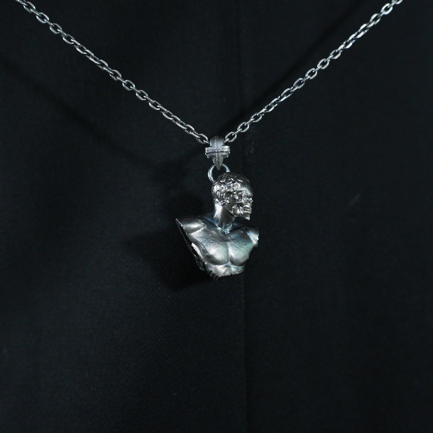 Heroic Courage Pendant, Silver Necklace, Handcrafted Mythological Design, Strength & Resilience Symbol