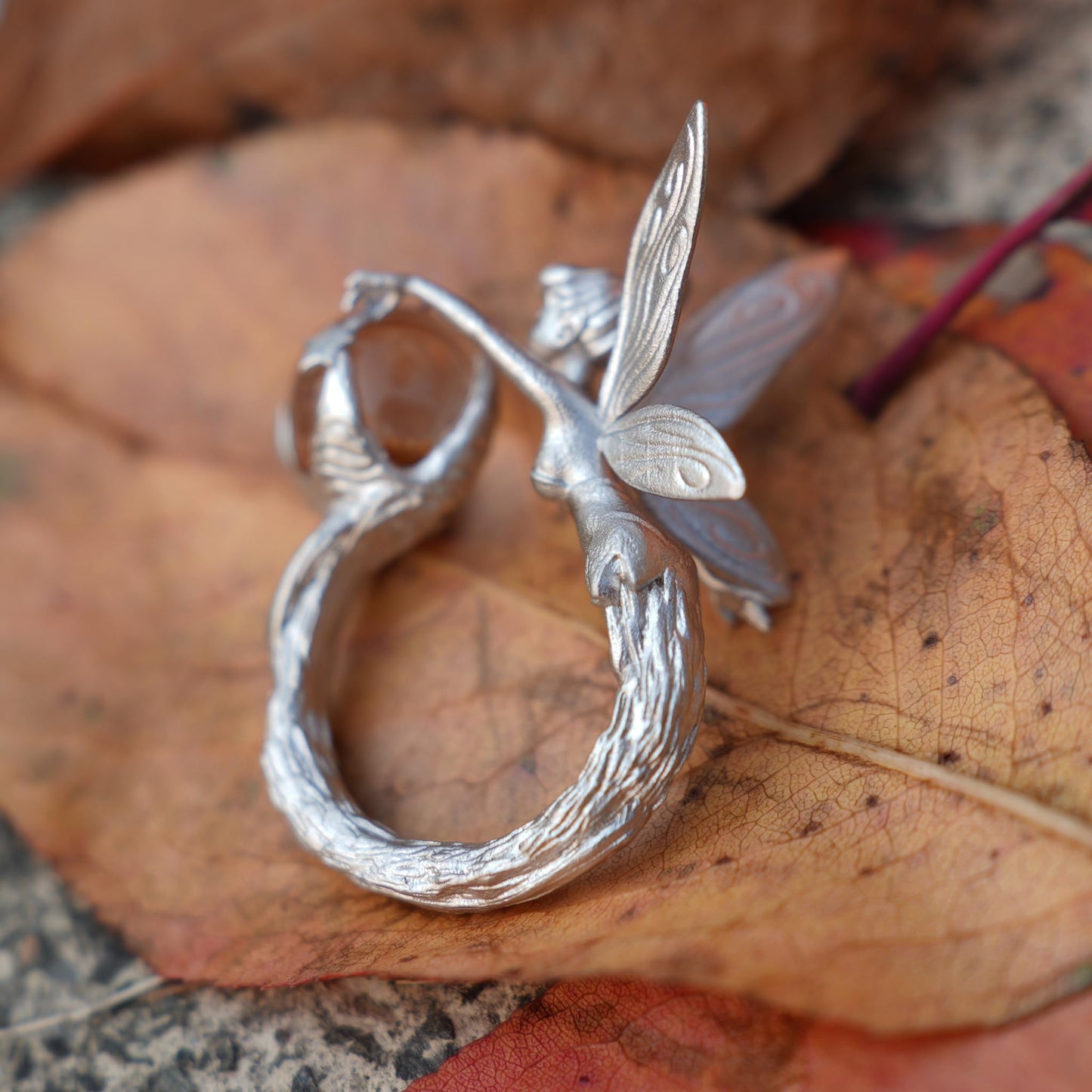 925 Sterling Silver Forest Elf Ring with Natural Phantom Quartz | Handcrafted Nature Fantasy Jewelry | Symbolic Ring for Nature Lovers