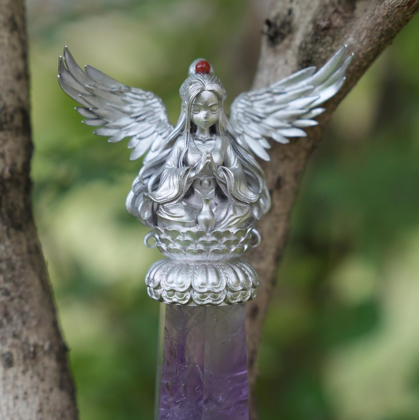 Oriental Amethyst Pendant | 925 Sterling Silver Spiritual Necklace | Handmade Meditation Jewelry | Energy Amulet Gift for Spiritual Souls