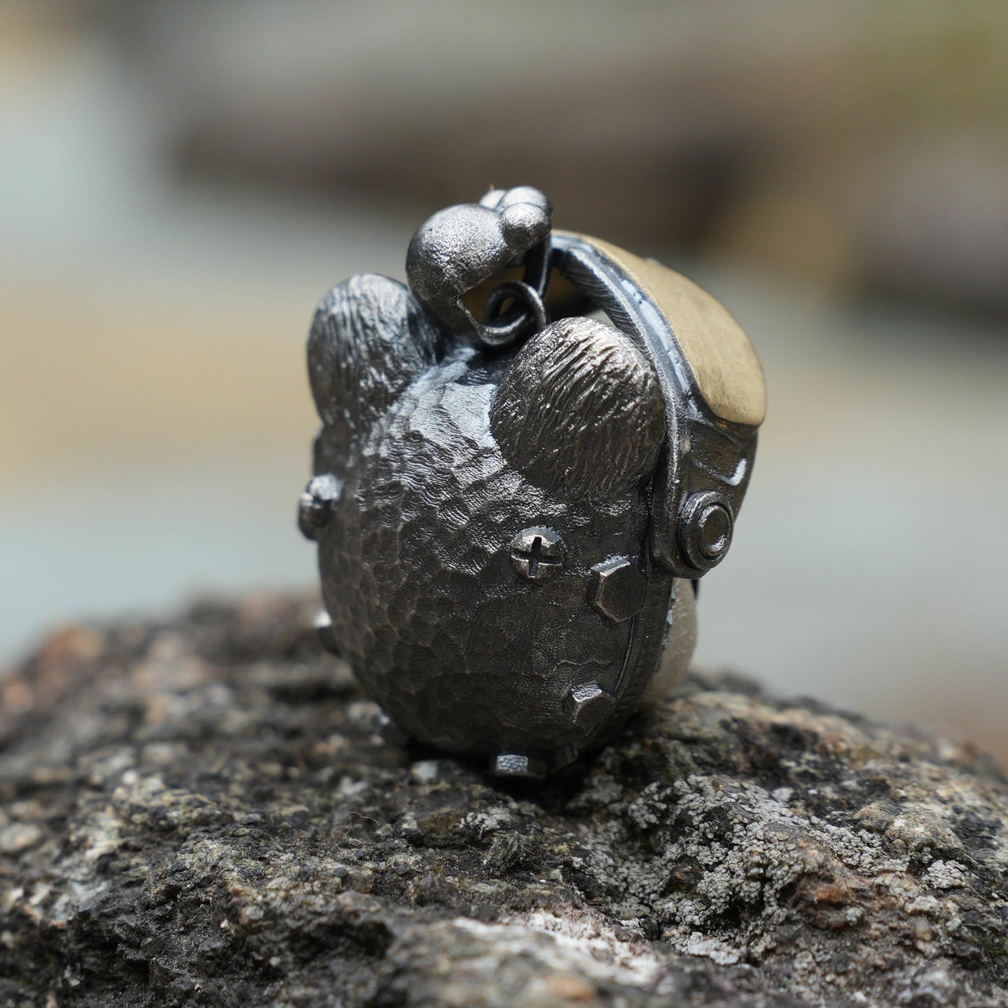 Armored Adventure Panda Pendant | 925 Silver & Brass Jewelry | Movable Sunglasses Design | Whimsical Guardian Amulet for Adventure Lovers