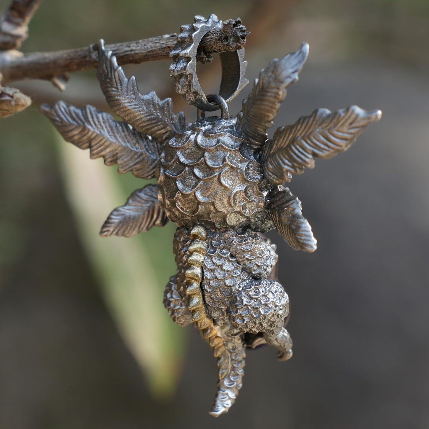 Dream Dragon Pendant | Handmade 925 Silver Amulet with Labradorite & Amethyst | Spirit Guardian Jewelry for Dreamers | Mystic Fantasy Gift