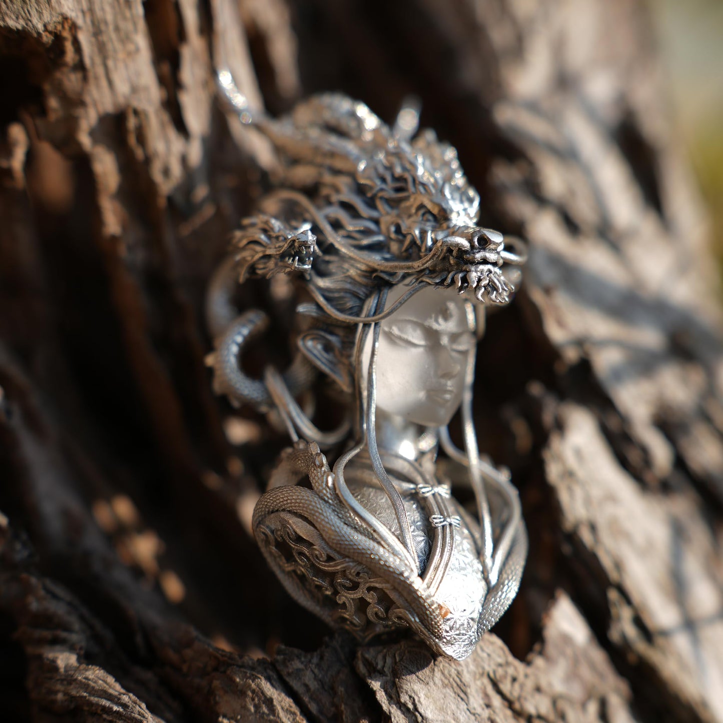 Eastern Dragon God Pendant | Handmade 925 Silver Fantasy Jewelry | Mythical Protector Amulet | Cultural Gift for Collectors & Enthusiasts