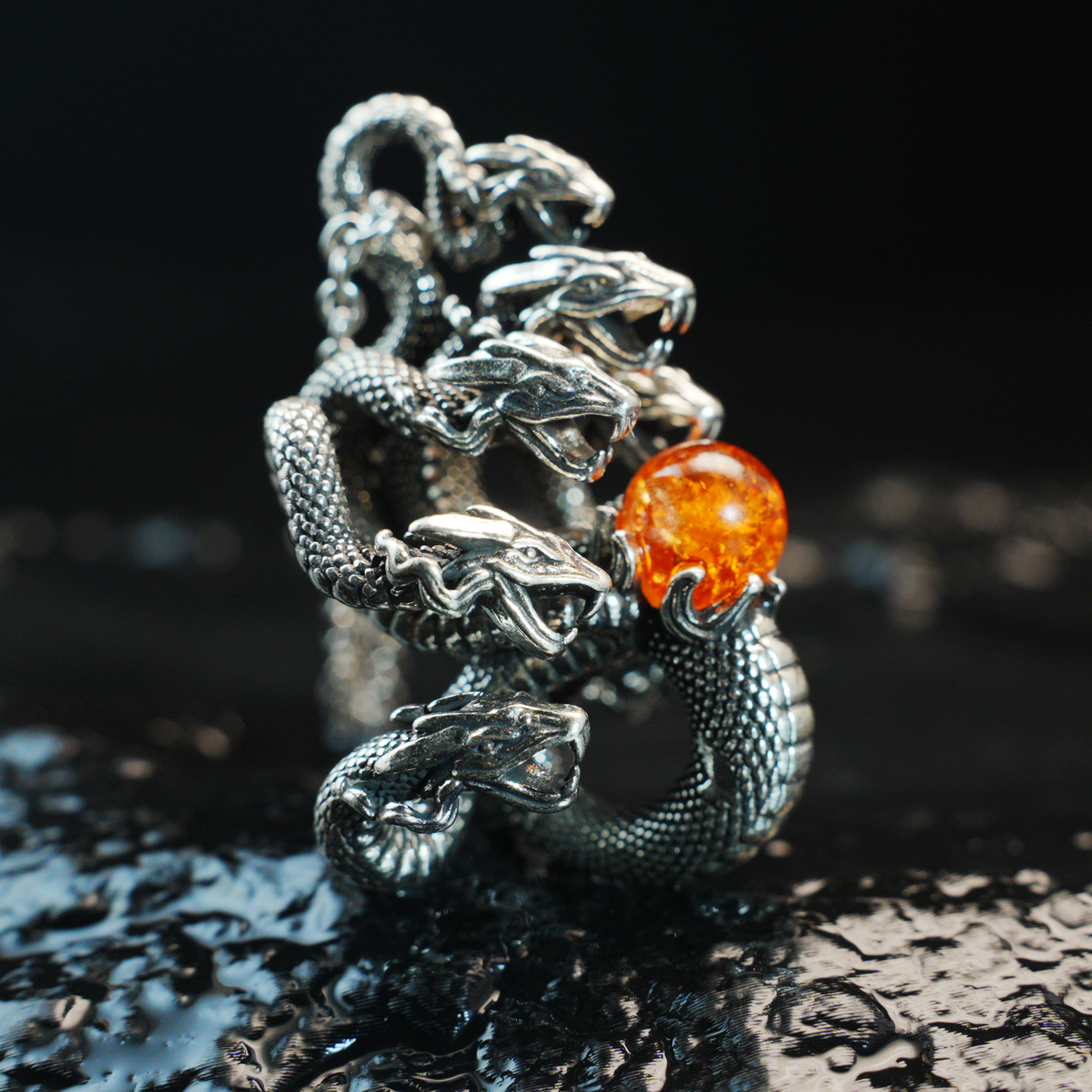 Yamata no Orochi Necklace, Japanese Myth Serpent Pendant, Gothic Fantasy Jewelry