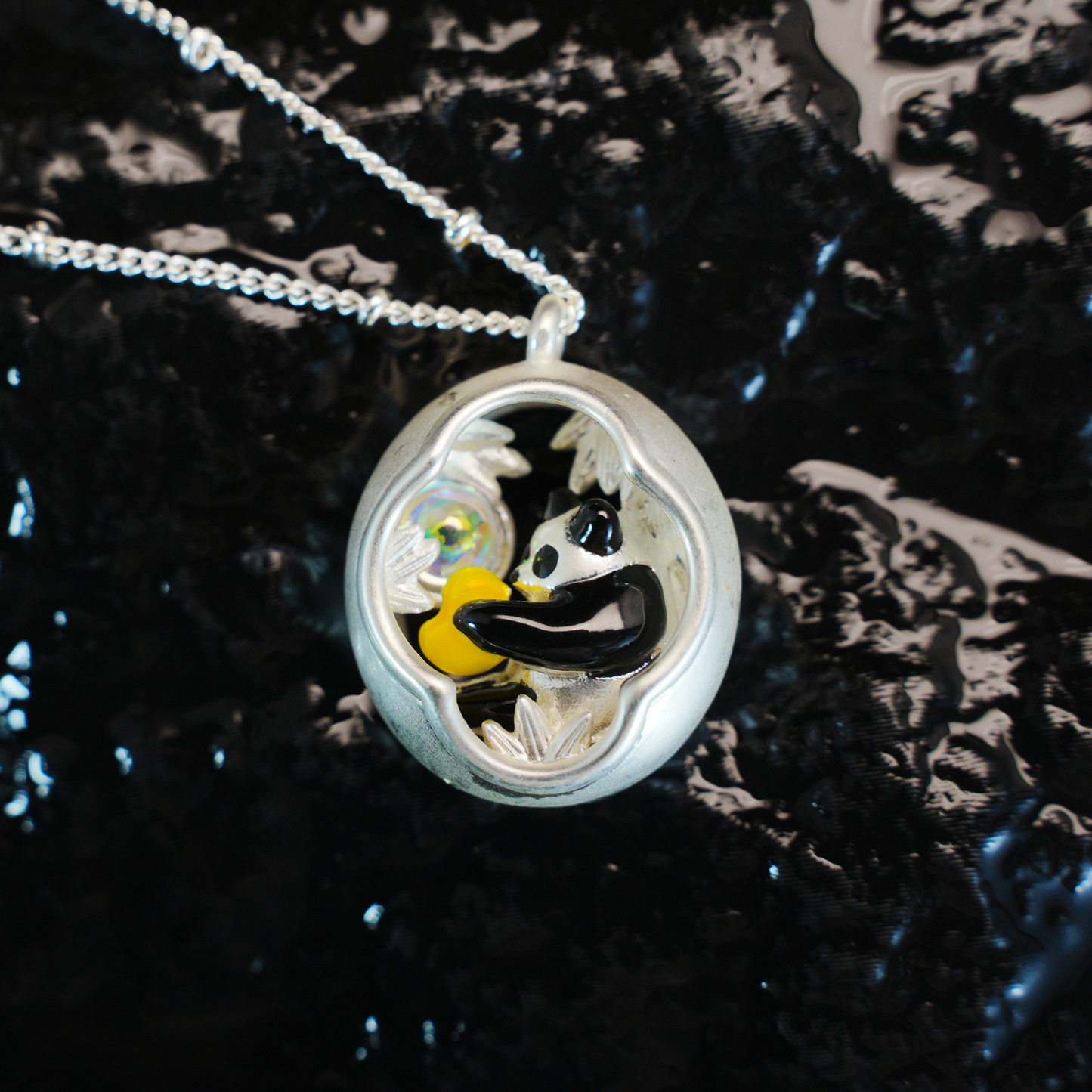Panda Herz Anhänger, Mythischer Wächter der Liebe, Tierkette, Fantasy Schmuck
