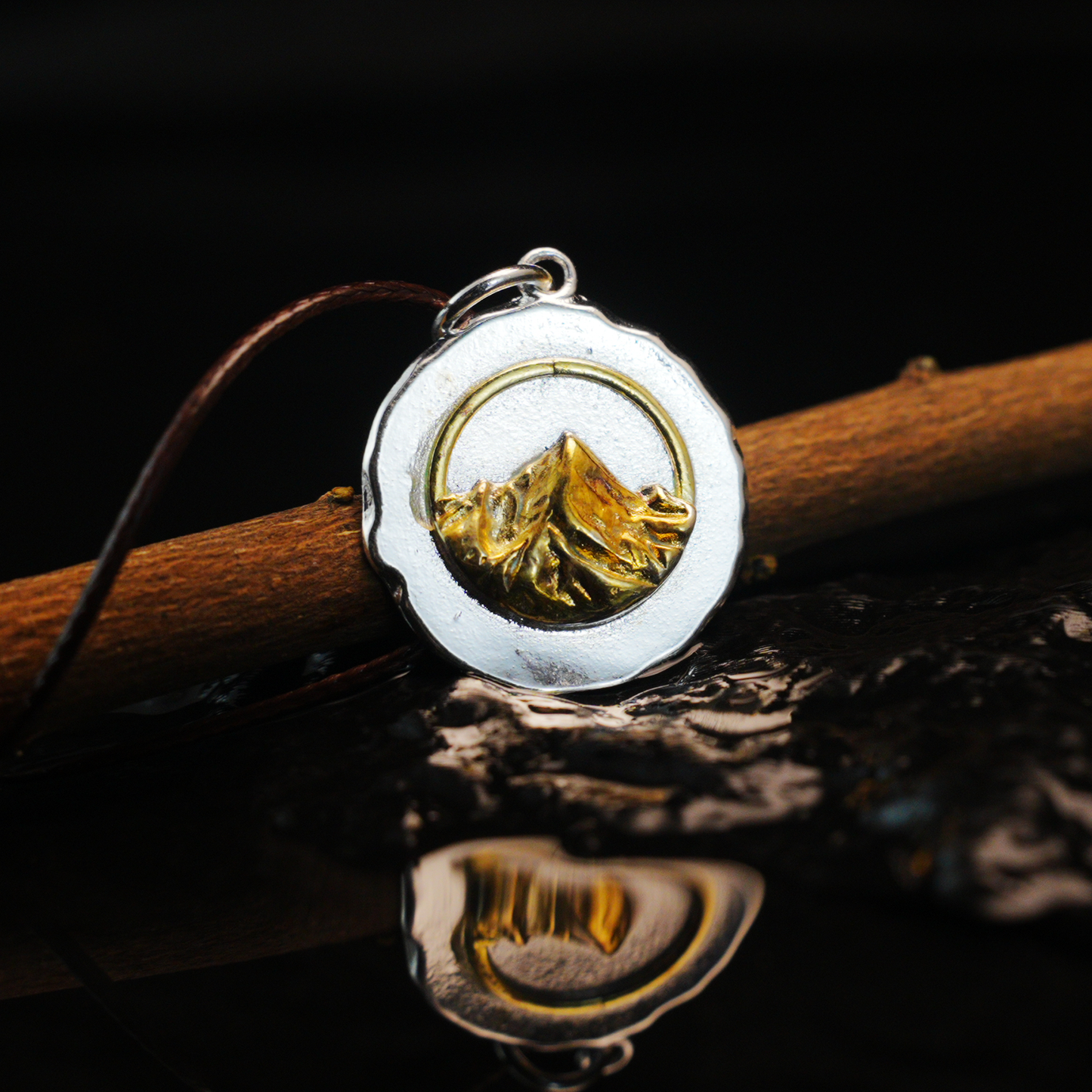 Mystic Mountain Pendant, Gold & Silver Two-Tone Nature Jewelry, Symbol of Strength and Ascension