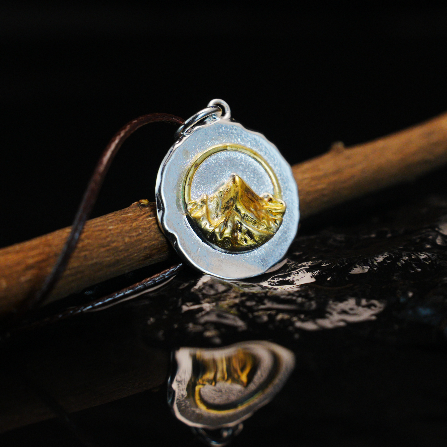 Mystic Mountain Pendant, Gold & Silver Two-Tone Nature Jewelry, Symbol of Strength and Ascension