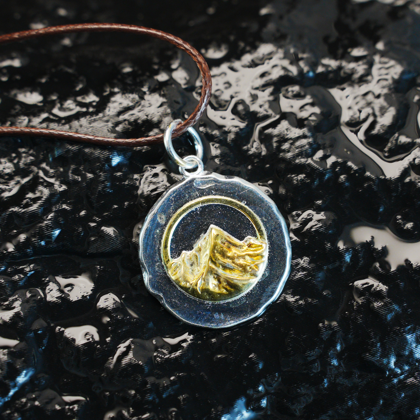 Mystic Mountain Pendant, Gold & Silver Two-Tone Nature Jewelry, Symbol of Strength and Ascension