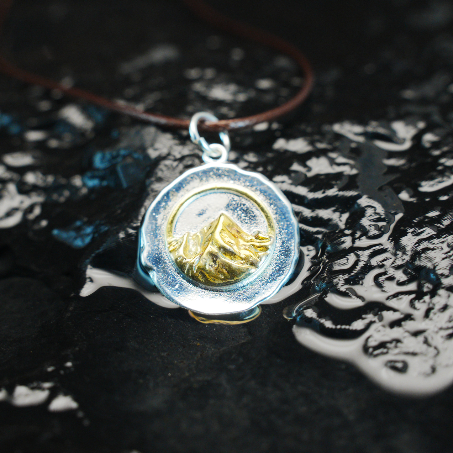 Mystic Mountain Pendant, Gold & Silver Two-Tone Nature Jewelry, Symbol of Strength and Ascension