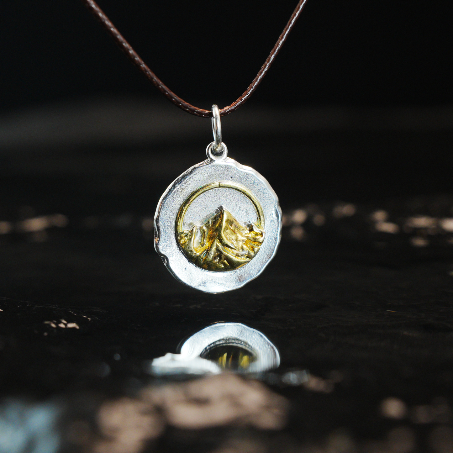 Mystic Mountain Pendant, Gold & Silver Two-Tone Nature Jewelry, Symbol of Strength and Ascension