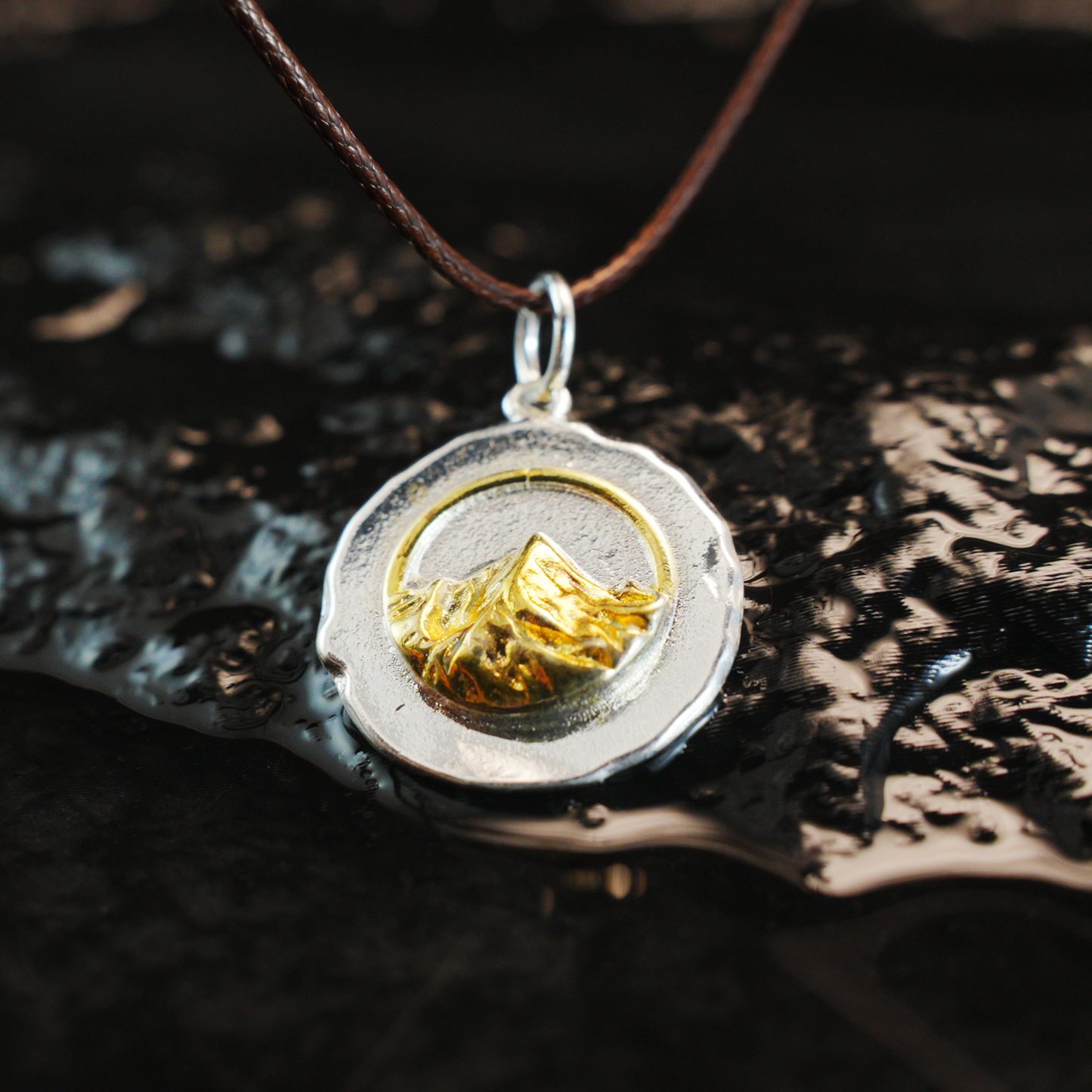 Mystic Mountain Pendant, Gold & Silver Two-Tone Nature Jewelry, Symbol of Strength and Ascension