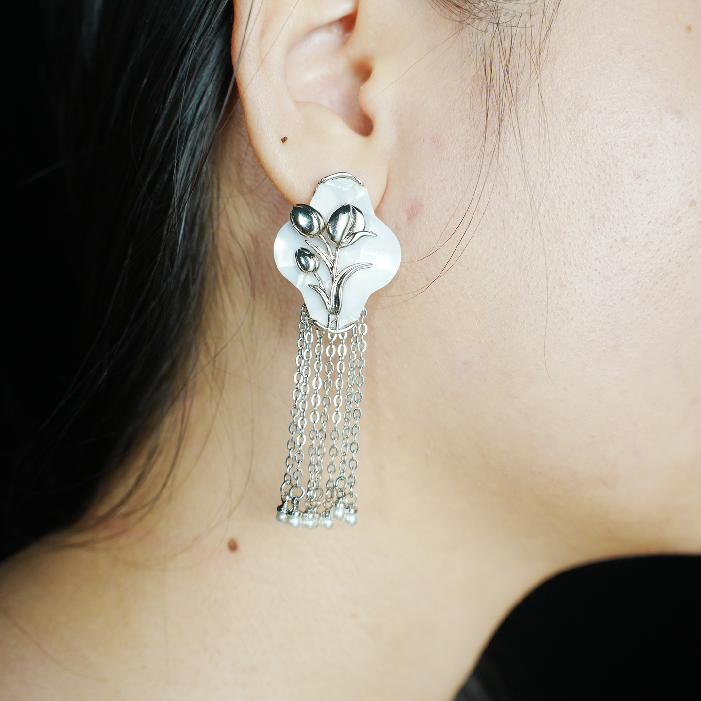 Floral Tassel Earrings Elegant Vintage Dangling Jewelry for Women
