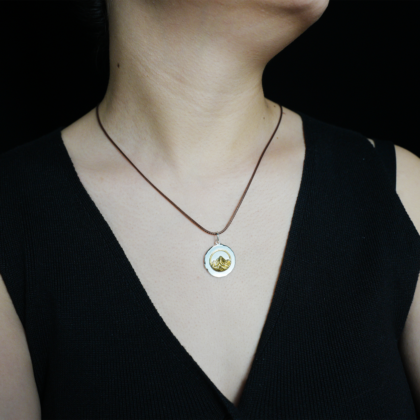 Mystic Mountain Pendant, Gold & Silver Two-Tone Nature Jewelry, Symbol of Strength and Ascension