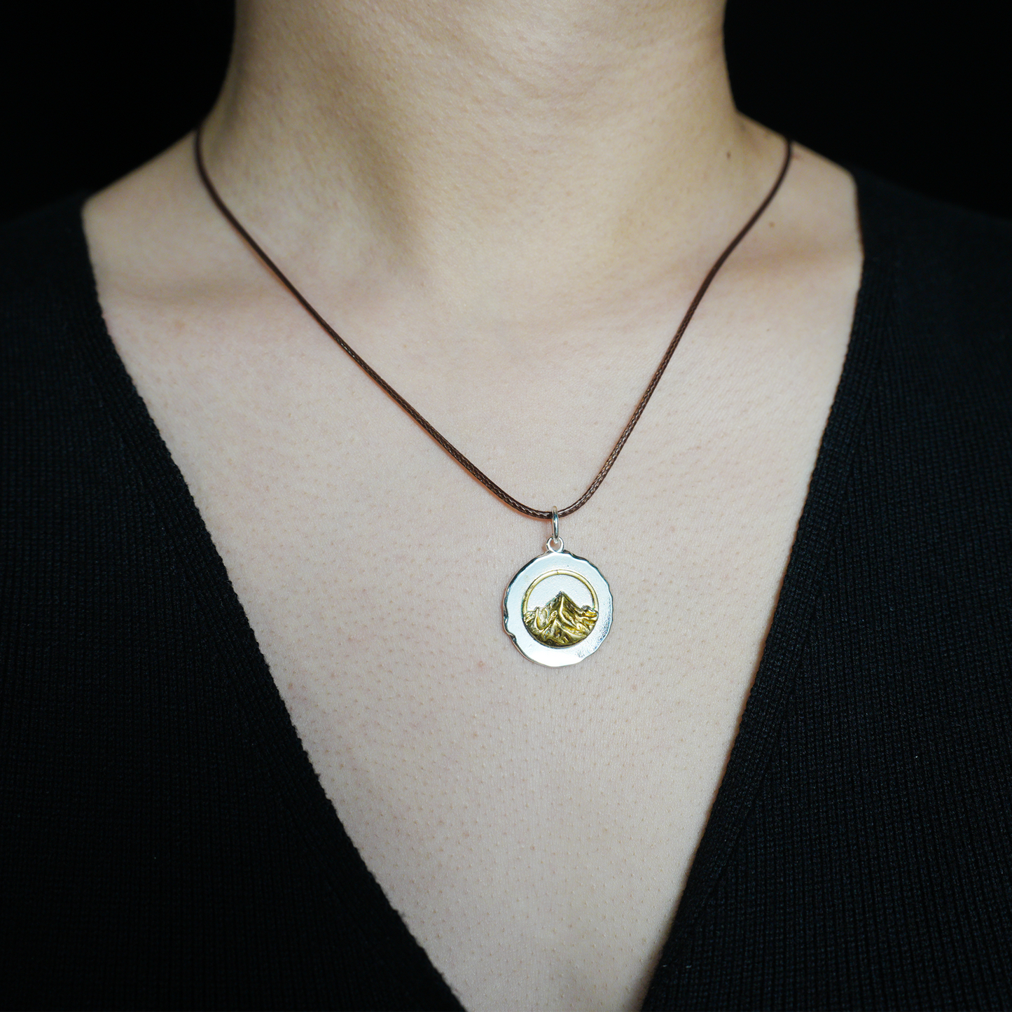 Mystic Mountain Pendant, Gold & Silver Two-Tone Nature Jewelry, Symbol of Strength and Ascension