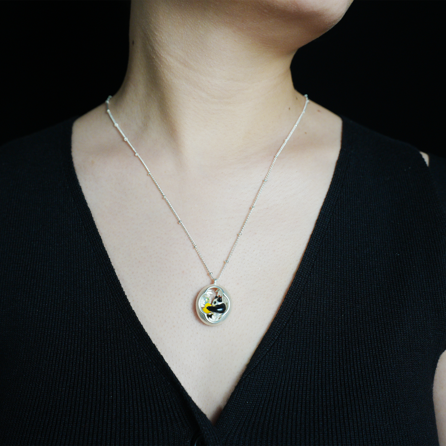 Panda Herz Anhänger, Mythischer Wächter der Liebe, Tierkette, Fantasy Schmuck