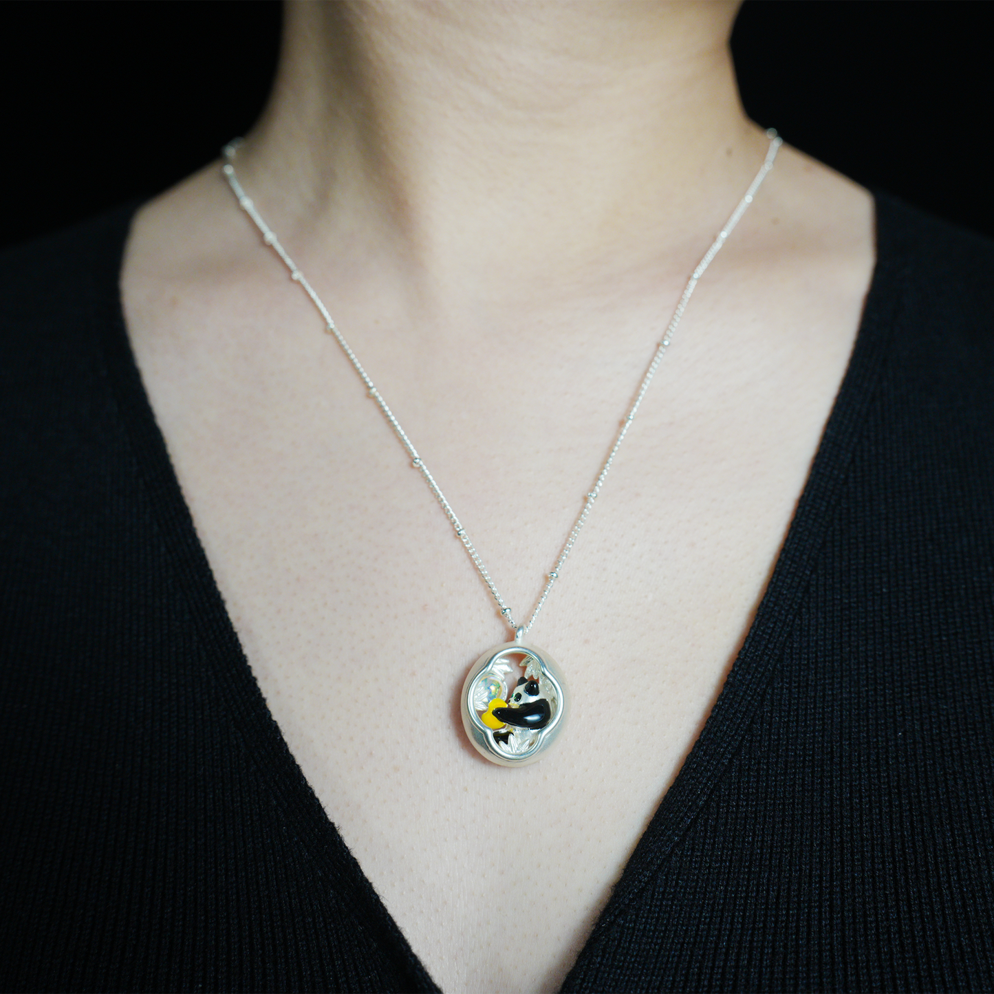 Panda Herz Anhänger, Mythischer Wächter der Liebe, Tierkette, Fantasy Schmuck