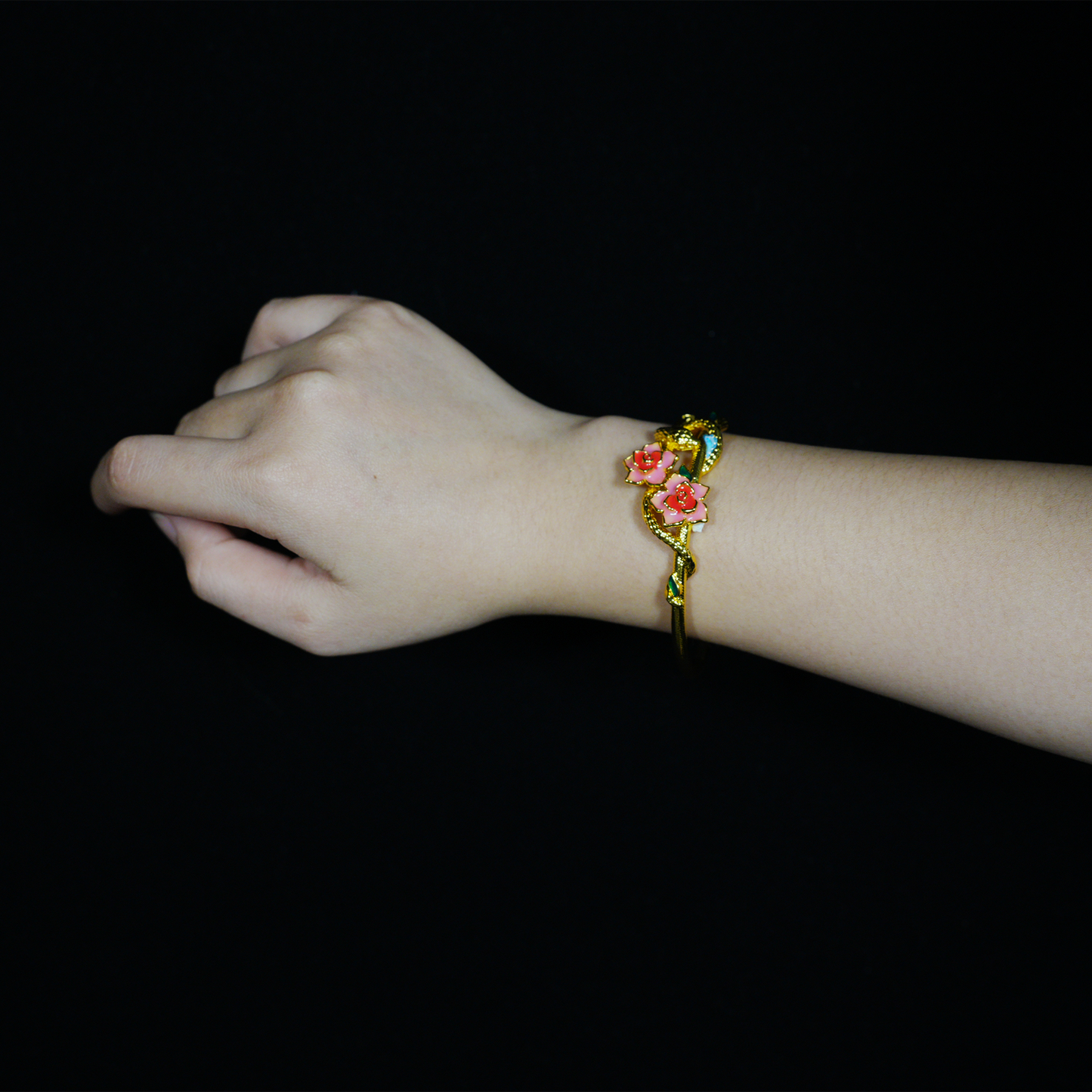 Kamelie Schlange Armband Vintage Gold Armreif Gothic Eleganter Schmuck