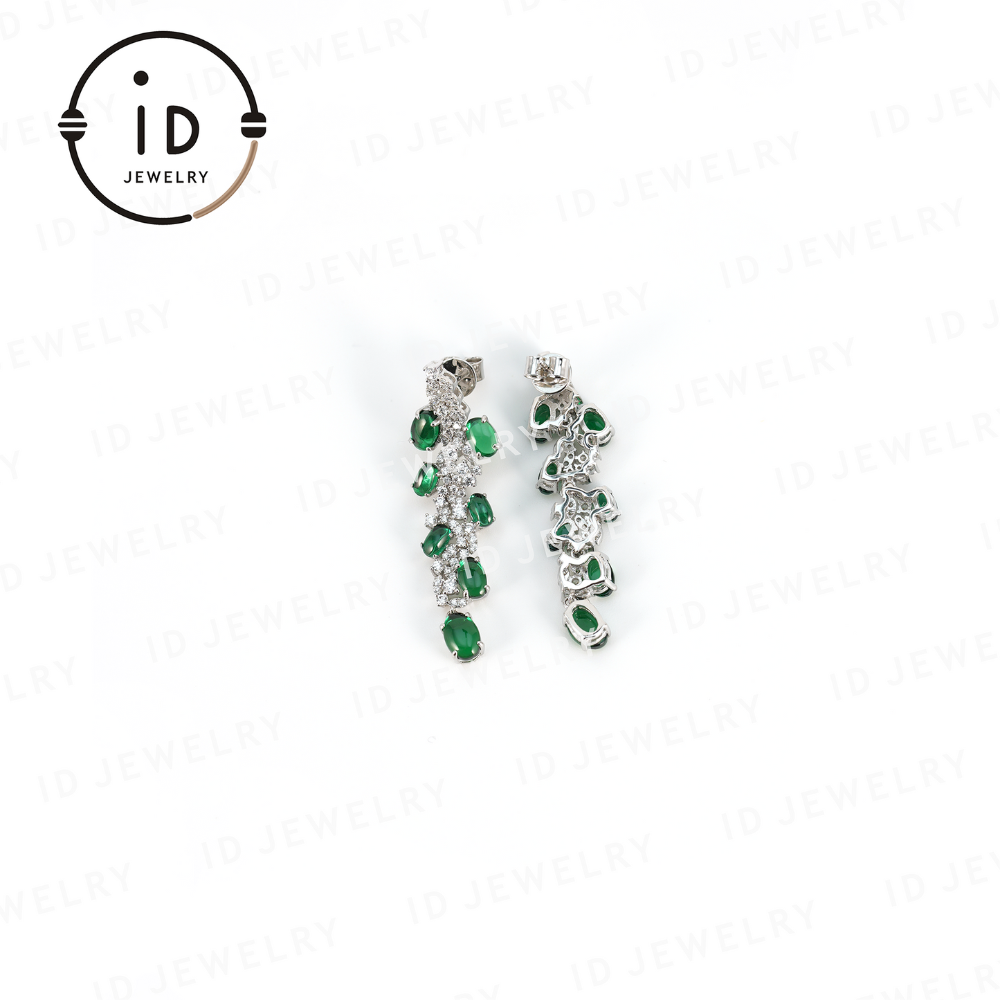 Oval Tassel Emerald Earrings 925 Sterling Silver Jewelry, Birthday & Wedding Gift for Women