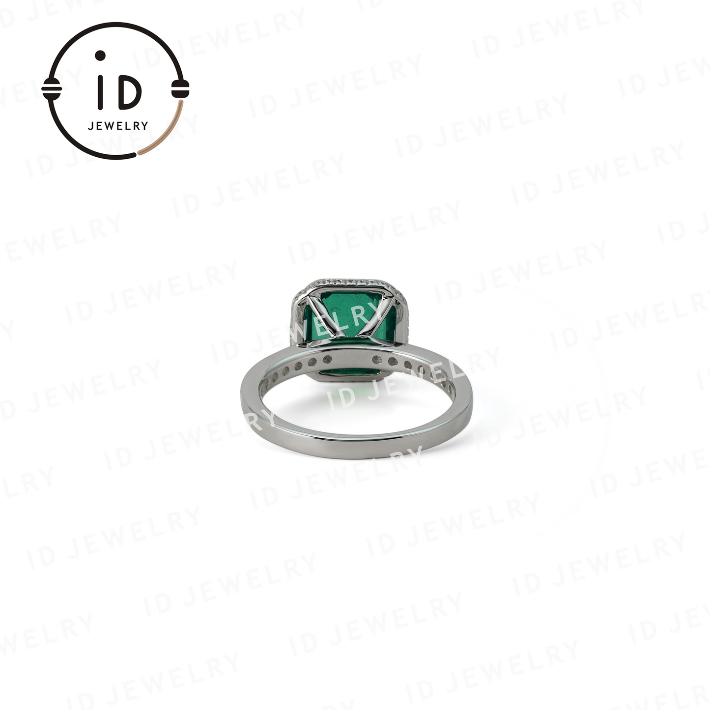 Silver Emerald Ring, Square Gemstone Ring, Handmade 925 Sterling Silver, Sustainable Design, Gift for Women