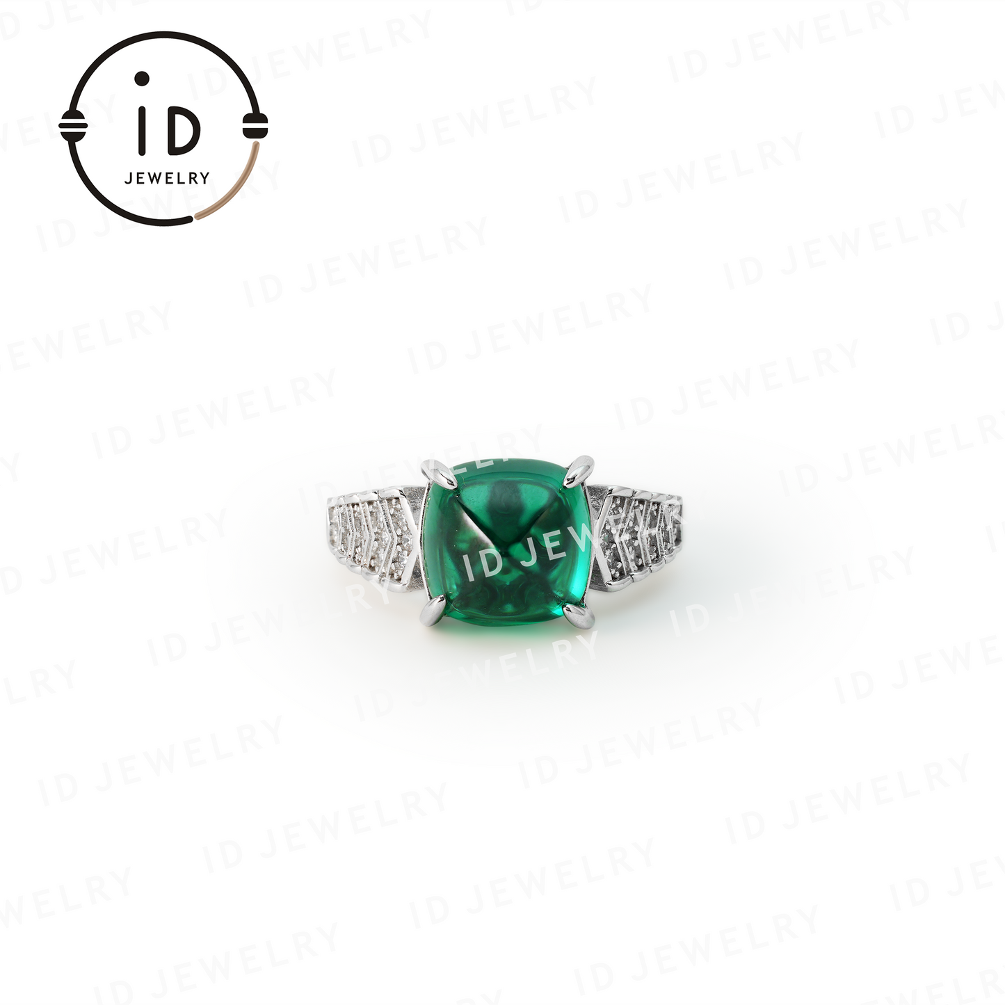 Sugar Tower Emerald Ring in 925 Sterling Silver – Elegant Jewelry for Women