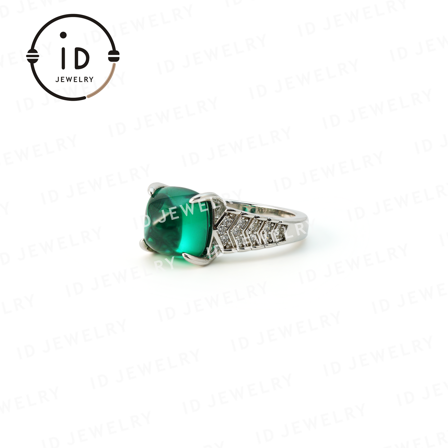 Sugar Tower Emerald Ring in 925 Sterling Silver – Elegant Jewelry for Women