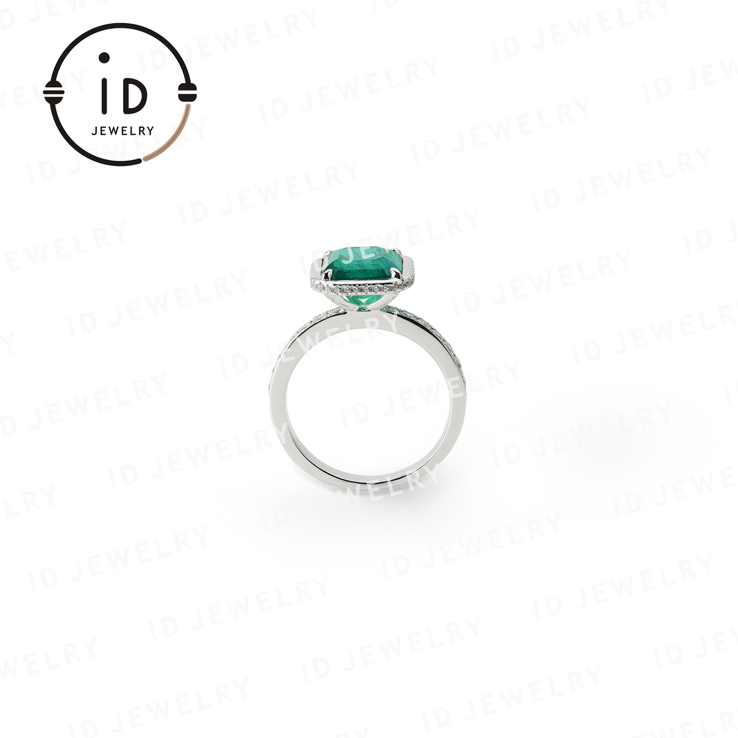 Silver Emerald Ring, Square Gemstone Ring, Handmade 925 Sterling Silver, Sustainable Design, Gift for Women